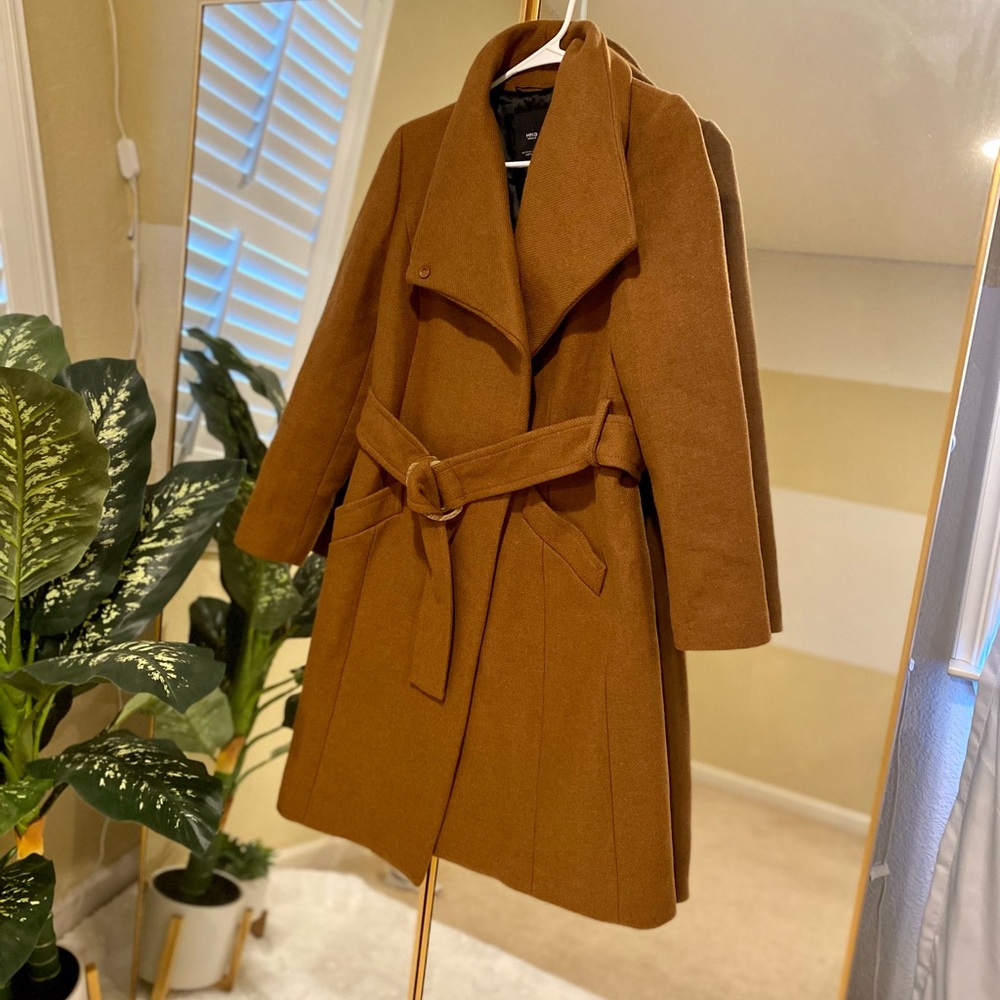 Mango Wool Coat with belt | Brown | Size XS